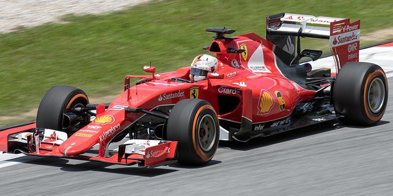 Formula 1 racer Sebastian Vettel at the 2015 Malaysian Grand Prix.