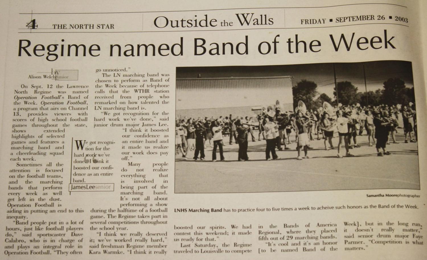 North Star Time Capsule: 2003 LN Regime named Operation Football Band of the Week